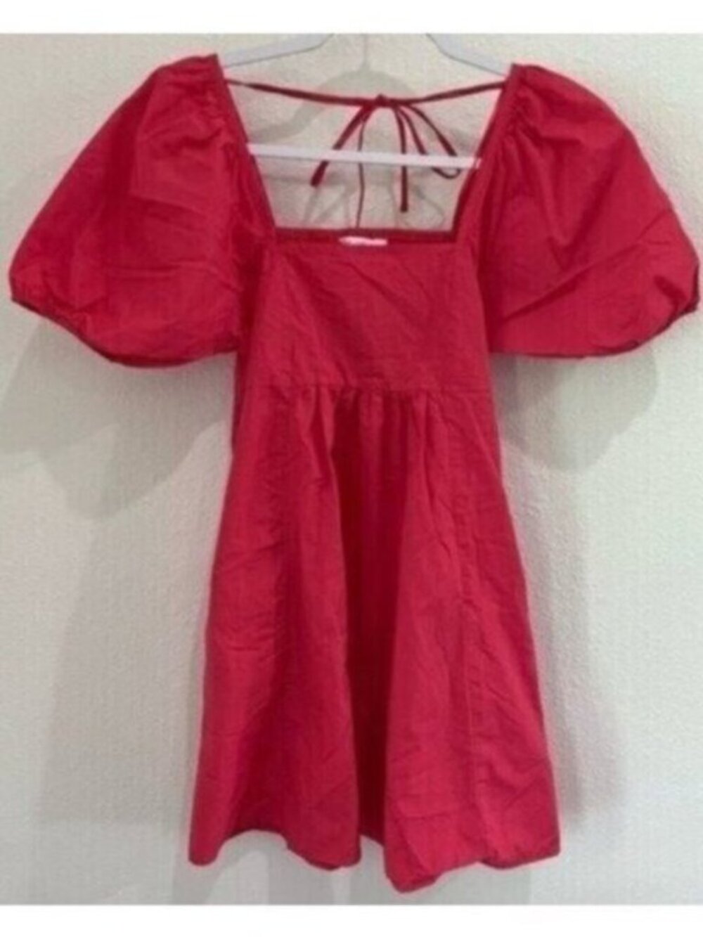 Draper James Smocked Puff Sleeve Mini Dress Cottagecore Square Neck Dainty Red